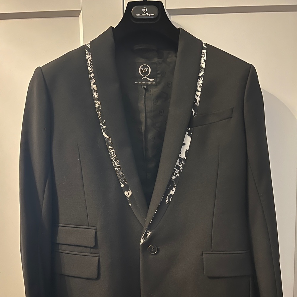 Alexander McQueen Black Tuxedo with White Accents